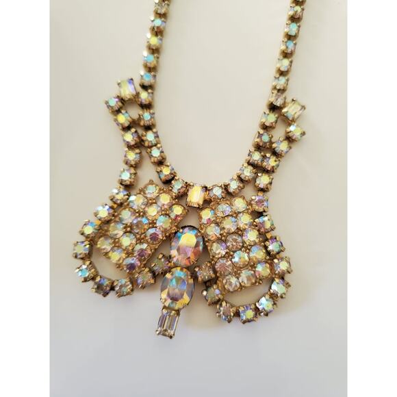 Stunning Vintage Aurora Borealis Rhinestone Bib Choker with Bracelet - Picture 4 of 6